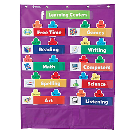 Learning Resources Classroom Centers Pocket Chart, 21 3/4" x 28 1/2", Purple, Grade 1 - Grade 3