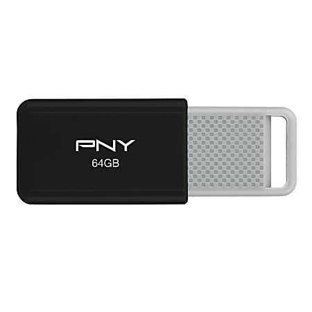 PNY USB 2.0 Flash Drive, 64GB, Black, Total Qty 1