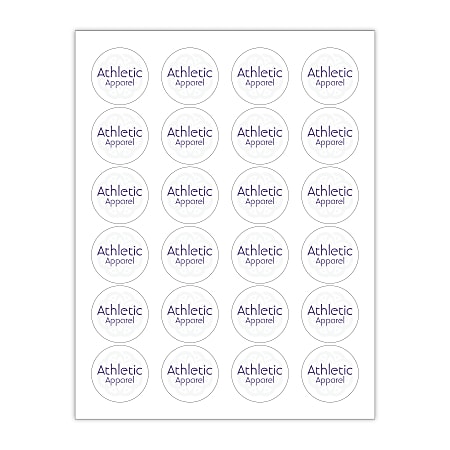 Custom Printed 2-Color Laser Sheet Labels And Stickers, 1-2/3" Round Circle, 24 Per Sheet, 100 Sheets Per Box