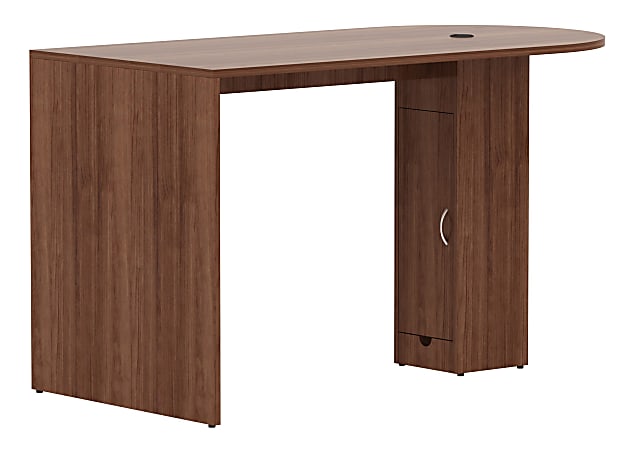 Lorell® Essentials Series 71"W Café-Height Peninsula Table, Walnut