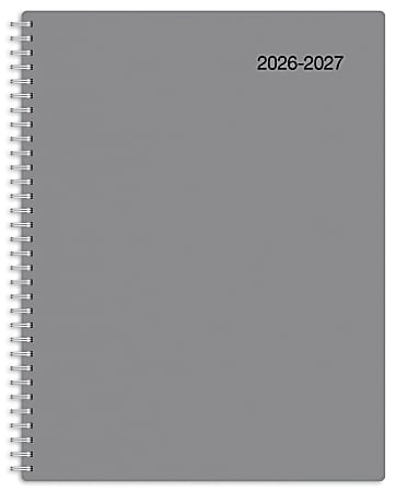 2026-2027 Office Depot® Brand Weekly/Monthly Academic Planner, 8-1/2" x 11", 30% Recycled, Gray, July 2026 To June 2027