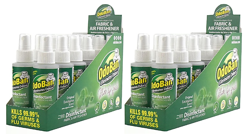 OdoBan Odor Eliminator Disinfectant Spray, Eucalyptus, 4 Oz, Pack Of 24 Bottles