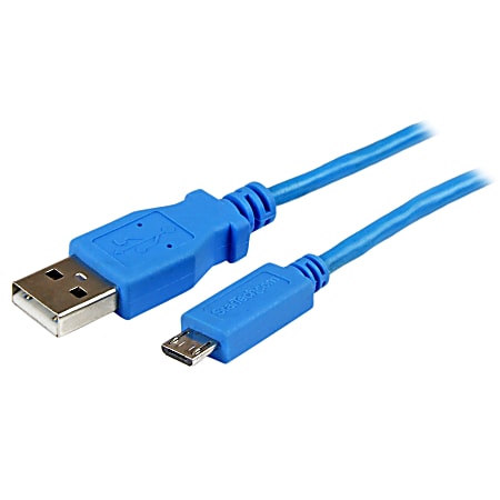 StarTech.com 1m Blue Mobile Charge Sync USB to Slim Micro USB Cable for Smartphones and Tablets - A to Micro B M/M - 3.28 ft USB Data Transfer Cable for Smartphone, Tablet, PC - First End: 1 x Type A Male USB - Second End: 1 x Type B Male Micro USB