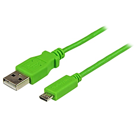 StarTech.com 1m Green Mobile Charge Sync USB to Slim Micro USB Cable for Smartphones and Tablets - A to Micro B M/M - 3.28 ft USB Data Transfer Cable for Smartphone, Tablet, PC - First End: 1 x Type A Male USB - Second End: 1 x Type B Male Micro USB