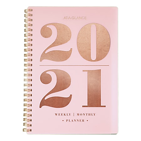 AT-A-GLANCE® BADGE 13-Month Weekly/Monthly Academic Planner, 5-1/2" x 8-1/2", Blush Pink, July 2020 To July 2021, 5408S-200A