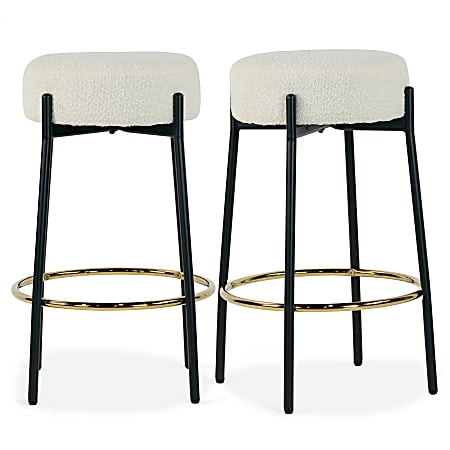 Glamour Home Avner Boucle Fabric Counter Height Stools, Beige, Set Of 2 Stools