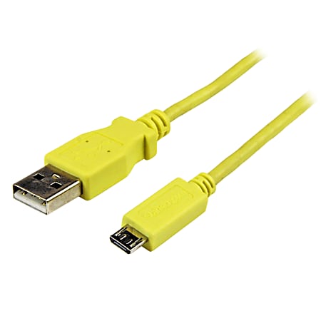 StarTech.com 1m Yellow Mobile Charge Sync USB to Slim Micro USB Cable for Smartphones and Tablets - A to Micro B M/M - 3.28 ft USB Data Transfer Cable for Smartphone, Tablet - First End: 1 x Type A Male USB - Second End: 1 x Type B Male Micro USB