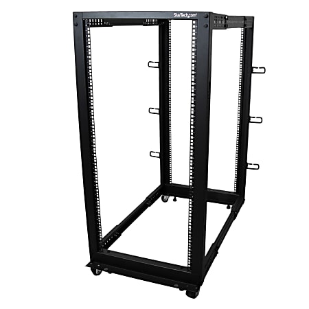 StarTech.com 25U Adjustable Depth Open Frame 4 Post Server Rack w/ Casters/Levelers and Cable Management Hooks -  - 4POSTRACK25U