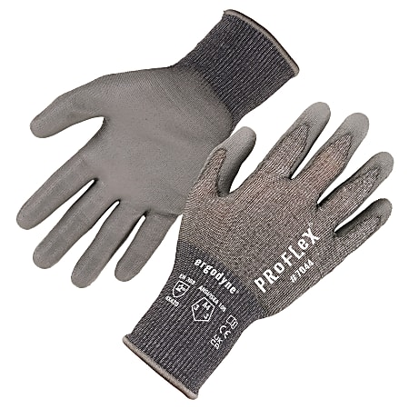 Ergodyne Proflex 7044-12PR PU-Coated Cut-Resistant Gloves, Gray, X-Large, Set Of 12 Pairs