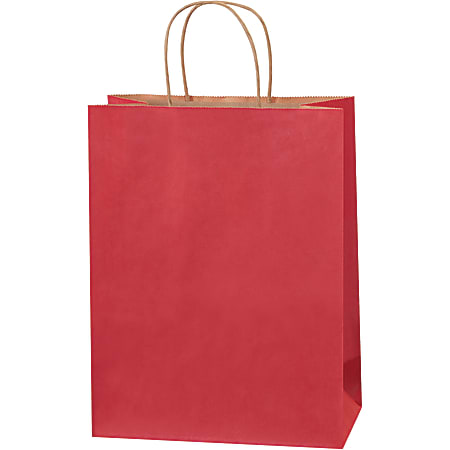 Partners Brand Tinted Shopping Bags, 13"H x 10"W x 5"D, Scarlet, Case Of 250
