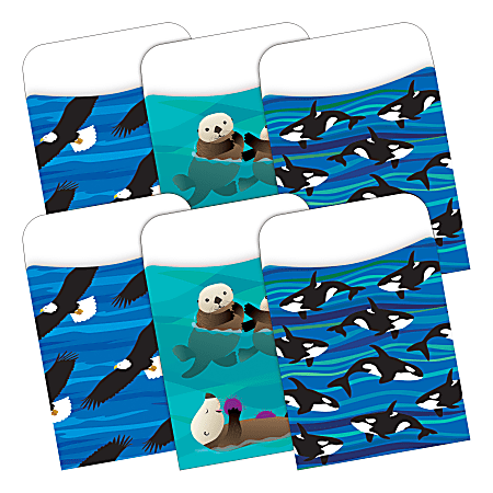 Barker Creek Peel & Stick 2-Design Pockets, 3-1/2" x 5-1/8", Sea & Sky, Set Of 60