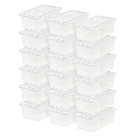 Iris Storage Boxes With Lids, 4-15/16”H x 8-1/4”W x 14-1/4”D, Clear, 18 pack