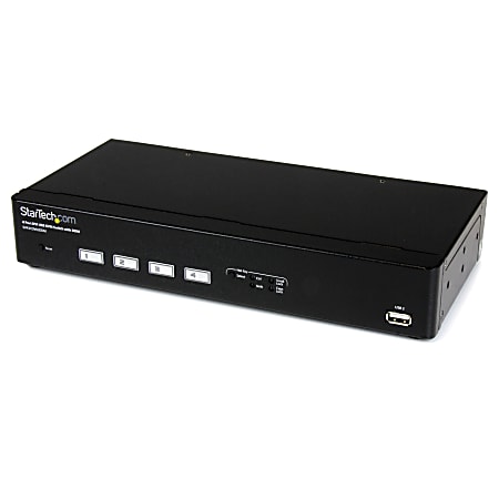StarTech.com 4 Port USB DVI KVM Switch with DDM Fast Switching Technology and Cables - Control 4 DVI USB-equipped PCs with a single peripheral set with USB Dynamic Device Mapping to avoid switching lag-time - 4 Port USB DVI KVM Switch