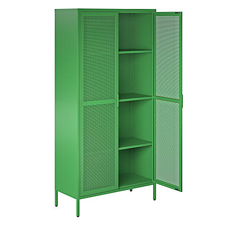 Ameriwood Home Novogratz Channing Tall 2 Door Mesh Metal Locker Cabinet 72 1316 H x 35 38 W x 15 34 D Kelly Green Office Depot