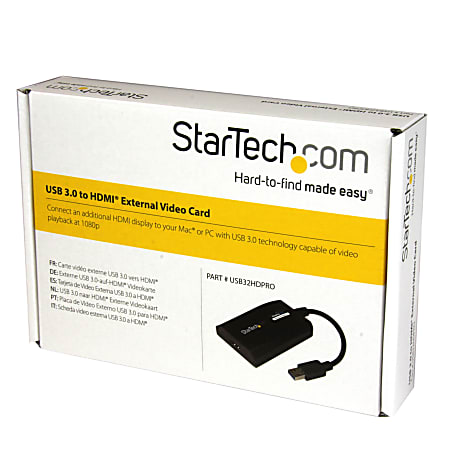 Startech Com Usb 3 0 To Hdmi External Multi Monitor Video Graphics Adapter For Mac And Pc Displaylink Certified Hd 1080p 3 Ft Hdmiusb Av Cable For Projector Ultrabook Monitor Macbook Audiovideo Device Workstation