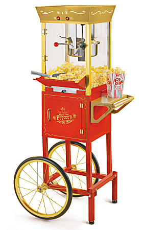 Nostalgia Electrics Vintage Professional Popcorn Cart, Gold