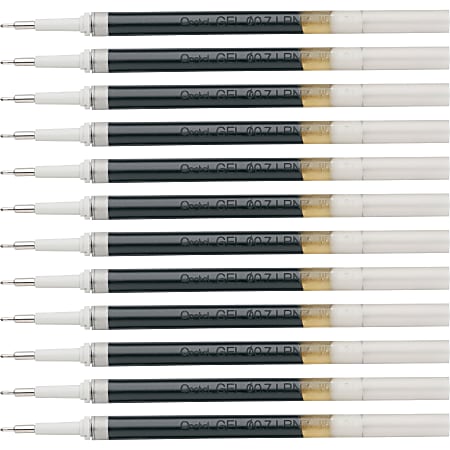 Pentel® EnerGel Retractable Liquid Pen Refills, Medium Ballpoint, 0.70 mm, Black, Box Of 12 Refills