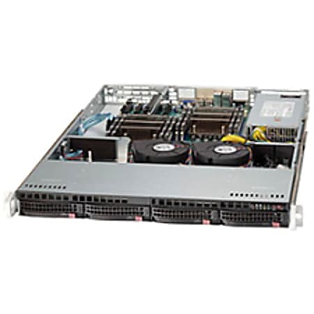 Supermicro SuperChassis SC813T-441CB System Cabinet - Rack-mountable - Black - 1U - 2 x Fan(s) Installed - 1 x 440 W - EATX Motherboard Supported - 36 lb - 2 x Fan(s) Supported - 4 x External 3.5" Bay - 1x Slot(s)