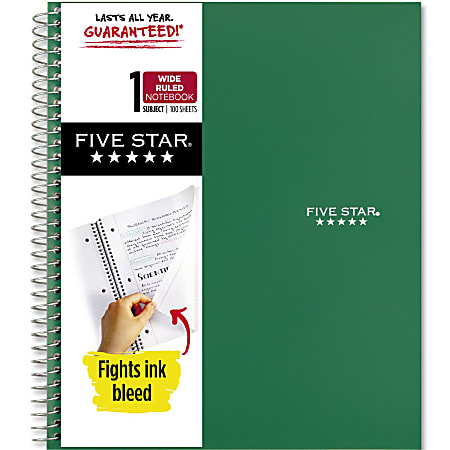Five Star® Wirebound Notebook, 8&quot; x 10-1/2&quot;, 1