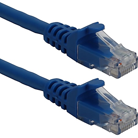 QVS 50ft CAT6A 10Gigabit Ethernet Blue Patch Cord - 50 ft Category 6a Network Cable for Network Device - First End: 1 x RJ-45 Male Network - Second End: 1 x RJ-45 Male Network - Patch Cable - Blue