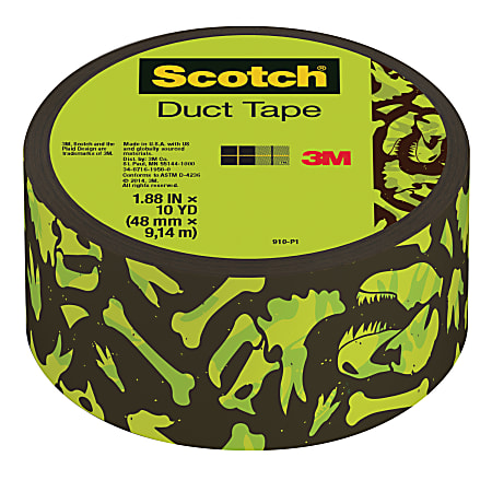 Scotch® Duct Tape, 1.88" x 10 Yd., Black/Neon Green Dinosaurs