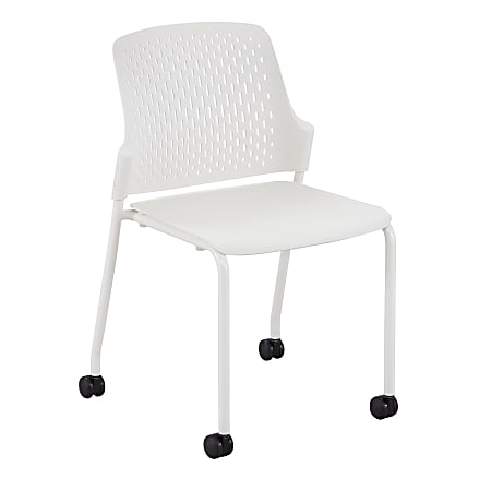 Safco® Next Stack Chairs With Casters, White, Set Of 4 Chairs
