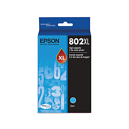 Epson® 802XL DuraBrite® Ultra High-Yield Cyan Ink Cartridge,