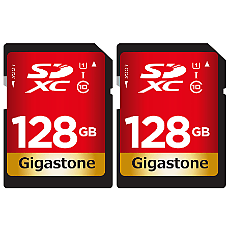 Dane-Elec Gigastone Class 10 UHS-I U1 SDXC Cards, 128GB, Pack Of 2 Cards