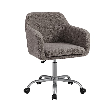 Linon Ryker Sherpa Home Office Chair, Gray/Silver