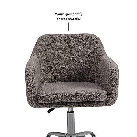 Linon Ryker Sherpa Home Office Chair GraySilver Office Depot