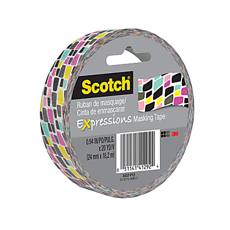 Scotch® Expressions Masking Tape, 3" Core, 0.94" x 20 Yd., Brick Graffiti