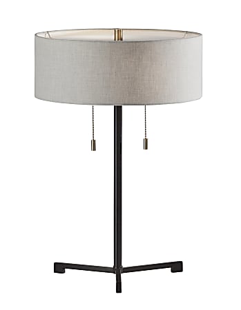 Adesso® Wesley Table Lamp, 22-1/4"H, Soft Taupe Shade/Black Base