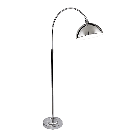 LumiSource Emery Floor Lamp, 63"H, Clear K9 Crystal/White/Polished Nickel