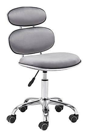 Zuo Modern Iris Fabric Mid-Back Office Chair, Gray