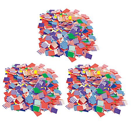 Roylco Petit Pattern Mosaics, 3/4", 2,000 Mosaics Per Pack, Set Of 3 Packs