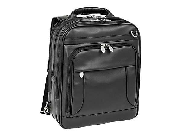 Black leather computer backpack clearance