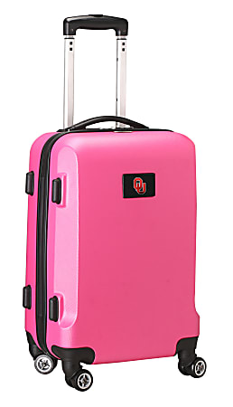 Denco Sports Luggage NCAA ABS Plastic Rolling Domestic Carry-On Spinner, 20" x 13 1/2" x 9", Oklahoma Sooners, Pink