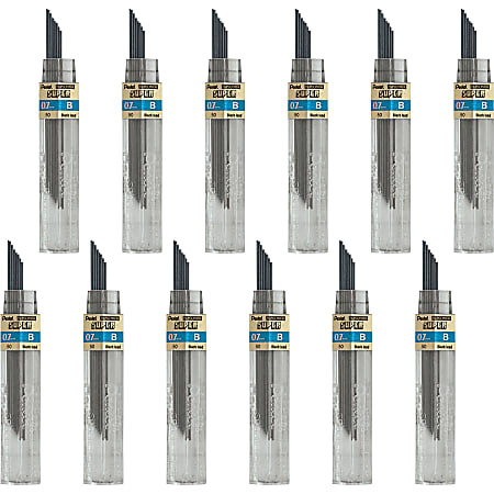 Pentel Super Hi-Polymer Leads - 0.7 mm , Medium Point - B - Black Lead - 12 / Tube - 12 / Box