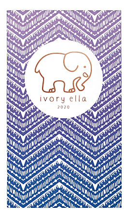 Cambridge® Ivory Ella Ombré Chevron 24-Month Pocket Planner, 3-1/2" x 6", Purple, January 2020 to December 2021, 1289-021