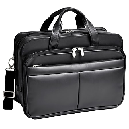 McKlein Walton Leather Expandable Briefcase, Black