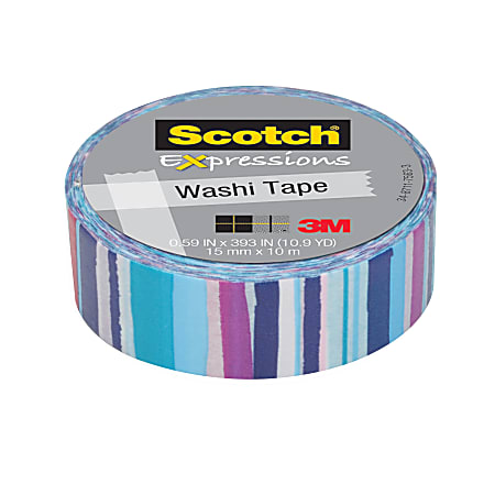 Scotch® Expressions Washi Tape, 3/5" x 393", Watercolor Stripe