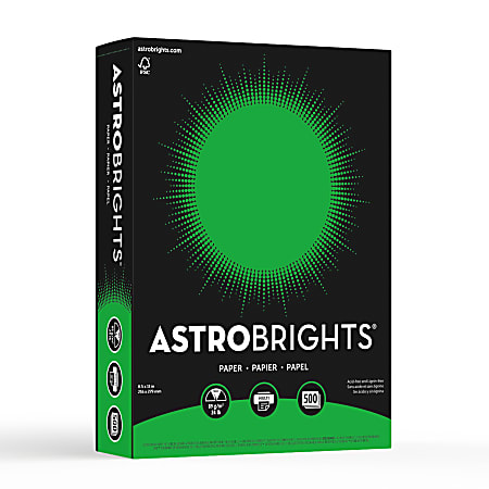 Astrobrights® Color Multi-Use Printer & Copy Paper, 1 Ream, Gamma Green, Letter (8.5" x 11"), 500 Sheets Per Ream, 24 Lb, 94 Brightness