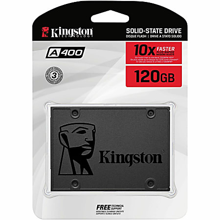 Kingston A400 120 GB Solid State Drive - 2.5" Internal - SATA (SATA/600) - Desktop PC, Notebook Device Supported - 500 MB/s Maximum Read Transfer Rate - 3 Year Warranty - 1 Pack
