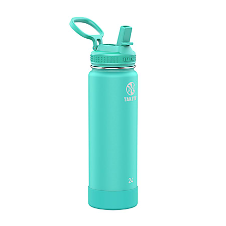 Takeya Actives Stainless Steel Water Bottle w/Straw lid, 24oz Teal 