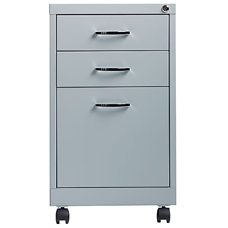 Lorell® 19"D Vertical 3-Drawer Mobile Pedestal File Cabinet, Metal, Platinum