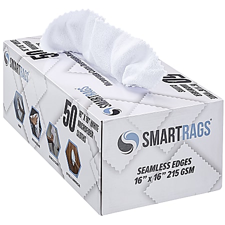 Hospeco SmartRags® Disposable Microfiber Towels, 35 Gram, 215 GSM, 16" x 16", White, 50 Towels Per Box, Case Of 8 Boxes