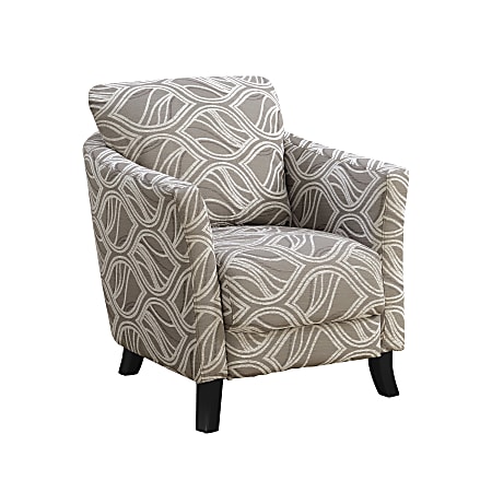 Monarch Specialties Box Seat Accent Chair, Taupe Leaf/Black