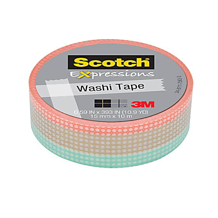 Scotch® Expressions Washi Tape, 3/5" x 393", Pastel Tile