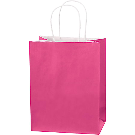 Partners Brand Tinted Paper Shopping Bags, 10 1/4"H x 8"W x 4 1/2"D, Cerise, Case Of 250