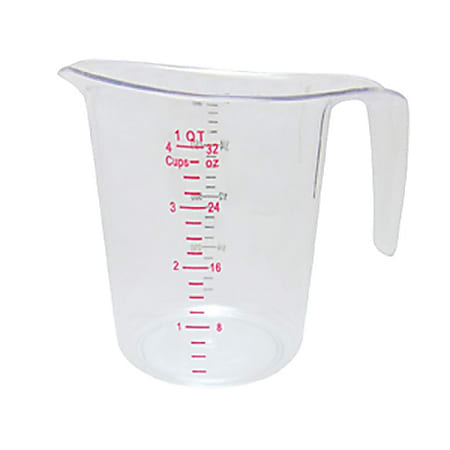 Choice 1 Qt. (4 Cups) Clear Plastic Measuring Cup with Graduations